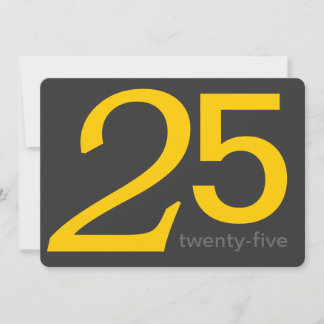 Holzkohle und Gelb-Custom-25. Geburtstag Einladung
