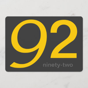 Holzkohle und gelbe Custom 92. Geburtstag Einladun Einladung