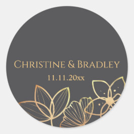 Holzkohle und Gold Runder Aufkleber