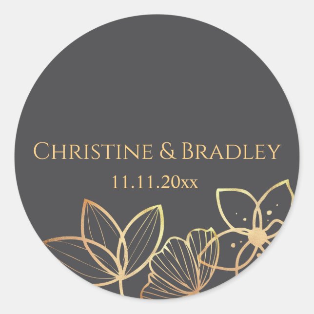 Holzkohle und Gold Runder Aufkleber (Vorderseite)