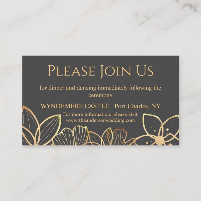 Holzkohle und Goldhochzeit Begleitkarte (Vorderseite)