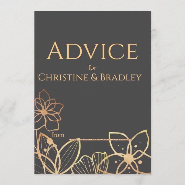 Holzkohle und Goldhochzeit Hinweiskarte (Vorderseite)