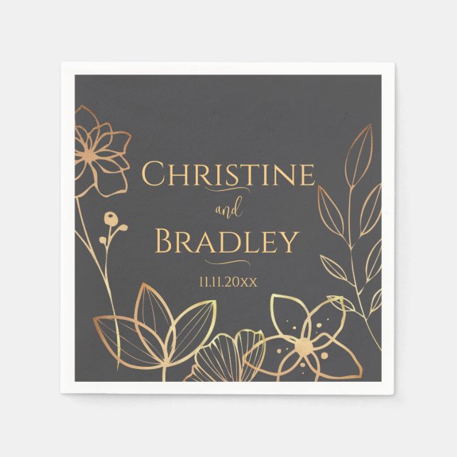 Holzkohle und Goldhochzeit Serviette (Vorderseite)