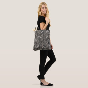 Holzkohle und Grauherringbone Elegant Geometric