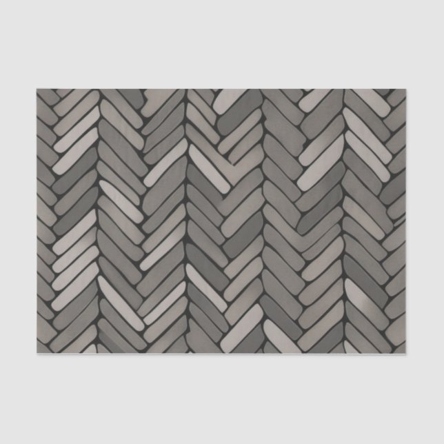 Holzkohle und Grauherringbone Elegant Geometric Seidenpapier (Vorderseite)