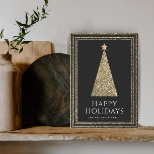 Holzkohle und Kupfer Gold Glitzer Weihnachtsbaum Feiertagskarte
