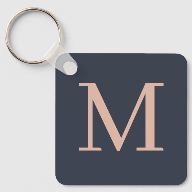 Holzkohle und leichte Rosa Personalisiert Mit Mono Schlüsselanhänger (Vorderseite)