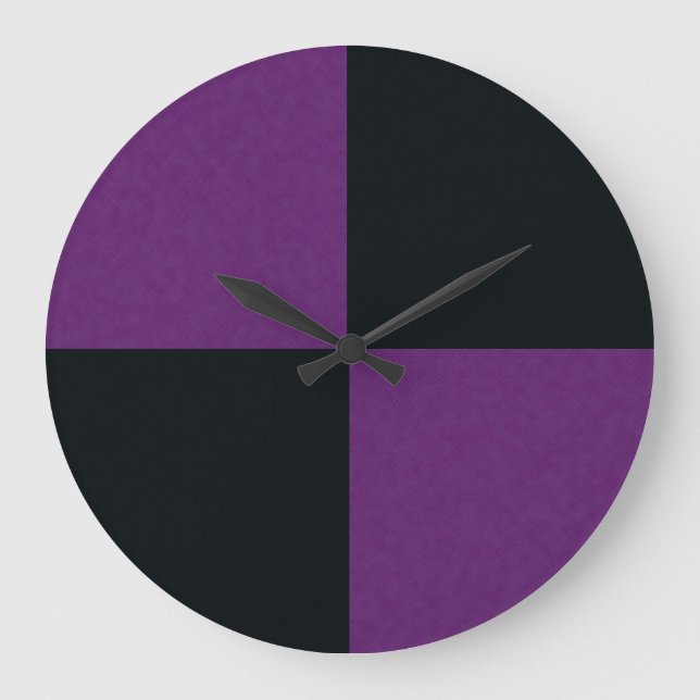 Holzkohle und Lila Denim, Wall-Uhr Große Wanduhr (Vorderseite)