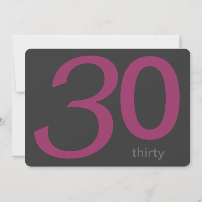 Holzkohle und Pflaume Custom 30. Geburtstag Einlad Einladung (Vorderseite)