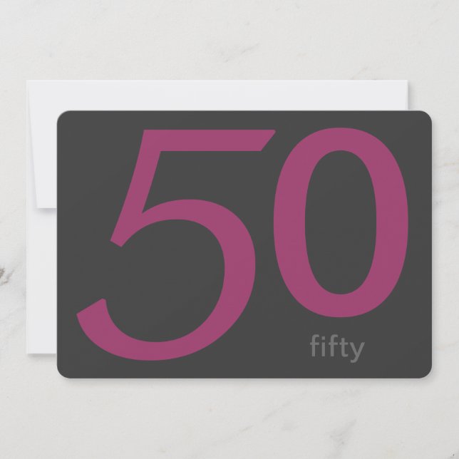 Holzkohle und Pflaume Custom 50. Geburtstag Einlad Einladung (Vorderseite)