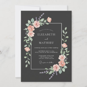 Holzkohle Üppige Abendhochzeit Einladung