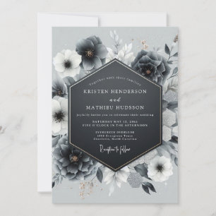 Holzkohle Vergoldete Anemonen Hochzeit Einladung