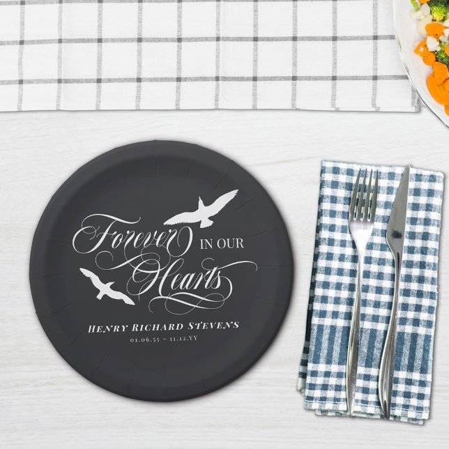 Holzkohle Weiße Vögel für immer in unserem Herz Be Pappteller (Von Creator hochgeladen)