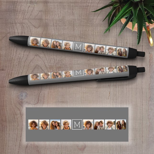 Holzkohle Weißes 8-Fotomaterial Custom Monogram Kugelschreiber (Custom Pen - Personalize this writing pen with photos, your name, monogram or other text)