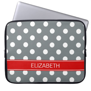 Holzkohle Welke Polka Dots #2 Monogramm Laptopschutzhülle