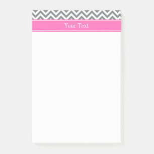 Holzkohle Wht LG2 Chevron Hot Pink Name Monogramm Post-it Klebezettel