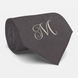 Holzkohlegrau Monogramm Krawatte