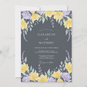 Holzkohlegrau Moody Botanische Hochzeit Einladung