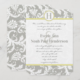 Holzkohlegrau und gelbe Hochzeitseinladungen Einladung