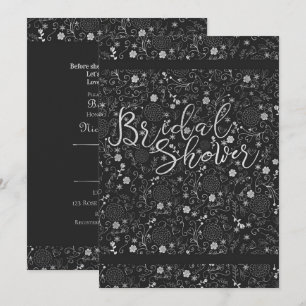 Holzkohlegrau und Silber Elegante Brautparty Einladung