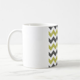 Holzkohlegrau & Zitronen-Chevron – Knackig weißes Kaffeetasse