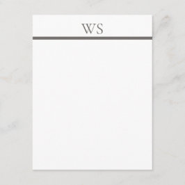 Holzkohlegraue Bar-Monogramm-Elegante-Flach-Notizk Mitteilungskarte