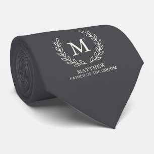 Holzkohlegraue Vater-der-Brautparty-Monogramm-Hoch Krawatte