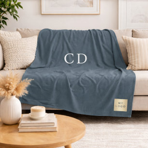 Holzkohlegraues Firmenlogo Unternehmensgeschenk Mo Fleecedecke
