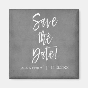 Holzkohlen-Grau-Save the Date Magnet