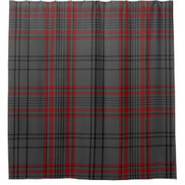 Holzkohlen-Grauroter schwarzer Tartan-karierter Duschvorhang