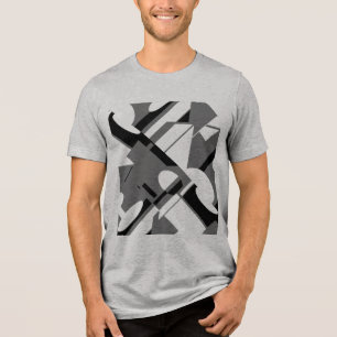 Holzkohleschwarze diagonale geometrische Kunst im Tri-Blend Shirt