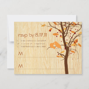 Holzkorn mit Herbst-Liebesvögeln RSVP Karte