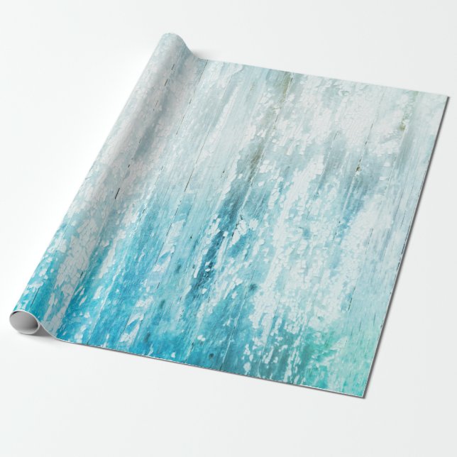 Holzkörner Aquamarin Weiß Rustikale Textur Decoupa Geschenkpapier (Ungerollt)