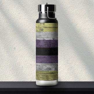 Holzkörner Fein, fein, nicht binär, Flag Farben Trinkflasche