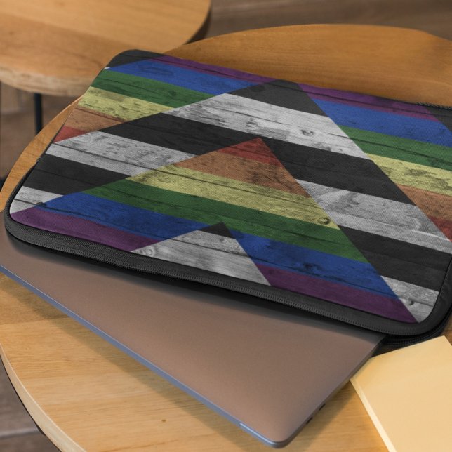 Holzkörner Subtile Ally Pride Flag Regenbogenfarbe Laptopschutzhülle (Von Creator hochgeladen)