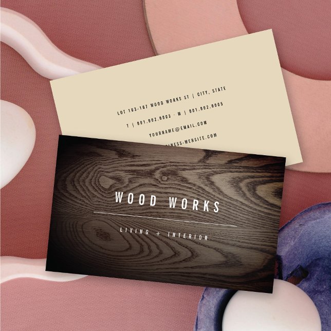 Holzkörner Textur Foto Minimalistische Bauweise Visitenkarte (Wood Grain Texture Photo Modern Minimalist Construction Business Card @ zazzle.com/color_therapy)