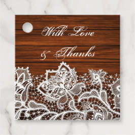 Holzkörner und -gewebte Spitzen-Hochzeit Geschenkanhänger