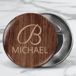 Holzkörnholz mit Monogramm-Personalisierter Bezeic<br><div class="desc">Dieses Design zeichnet sich durch ein Stück rustikales Holzkorn mit einem Monogramm und personalisiertem Namen aus. Personalisieren Sie diese,  indem Sie den Text im Textfeld bearbeiten oder ohne Text löschen. #monogram #mit Monogramm #personalisiert #personalisiert #initial #wood #wood #rustic #name #namebadge #buttons #accessoires #Zuhause #office #work #gifts</div>