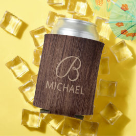 Holzkörnholz mit Monogramm-Personalisierter Bezeic Dosenkühler