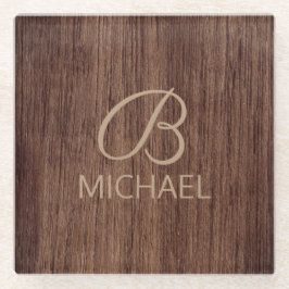 Holzkörnholz mit Monogramm-Personalisierter Bezeic Glasuntersetzer