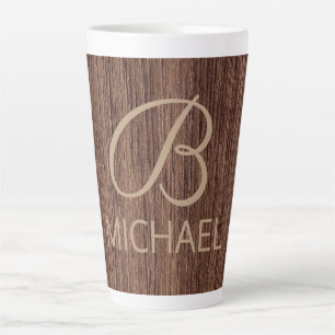 Holzkörnholz mit Monogramm-Personalisierter Bezeic Milchtasse
