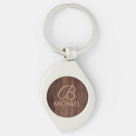 Holzkörnholz mit Monogramm-Personalisierter Bezeic Schlüsselanhänger