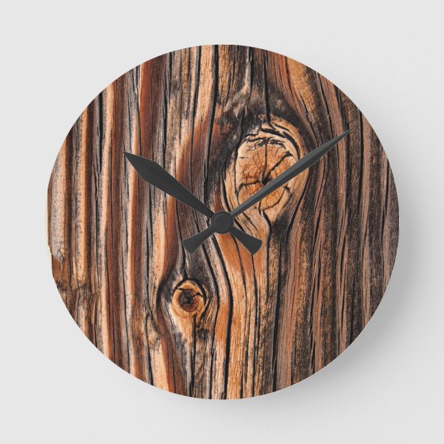 Holzkörnmuster Runde Wanduhr (Vorderseite)