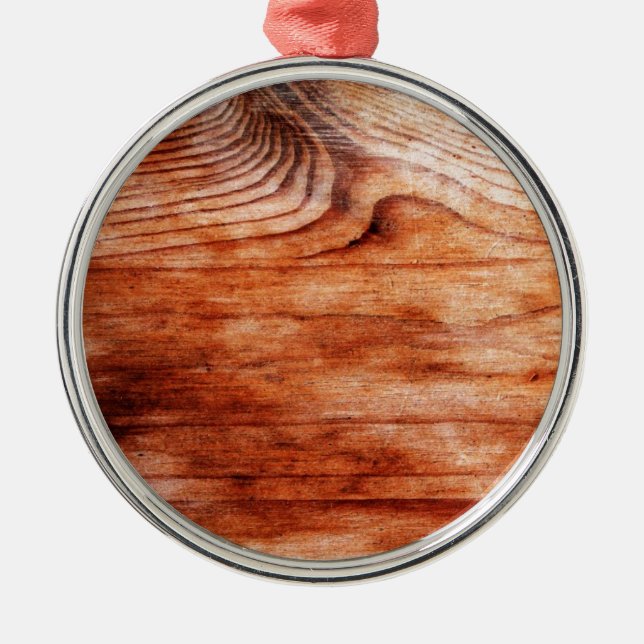 Holzkörntextur Silbernes Ornament (Vorne)