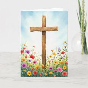 Holzkreuz-Wildblumenwiese-Karte Karte