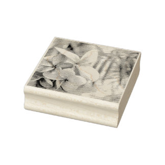 Holzkunst Briefmarke Hawaiianische Blume in Rosa u Gummistempel