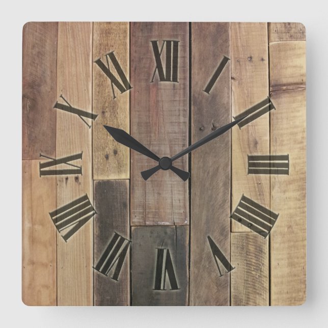Holzkunst Quadratische Wanduhr (Vorderseite)