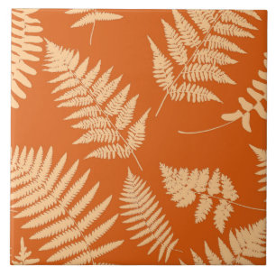 Holzland Fern Muster, Mandarin und Pastellfarben O Fliese