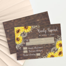 Holzlasche Sonnenblume Rustikale UAWG RSVP Karte