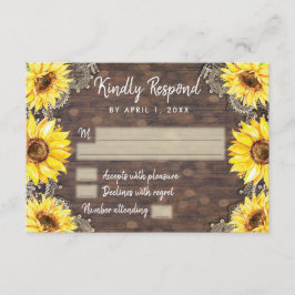 Holzlasche Sonnenblume Rustikale UAWG RSVP Karte